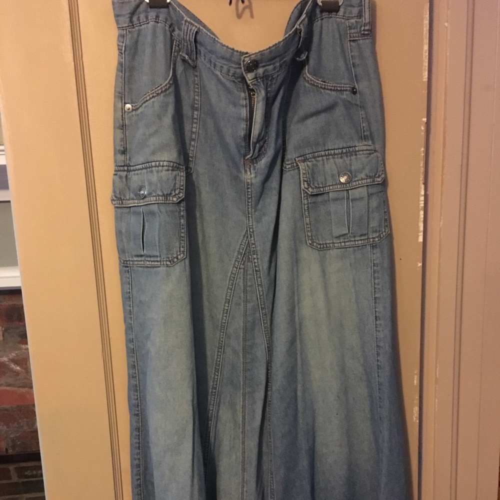 Long denim skirt